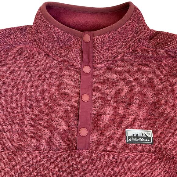 Eddie Bauer Men's Sz XXL Classic Fit Knitted Sweater Fleece Heathered Tawny Port - Picture 6 of 16